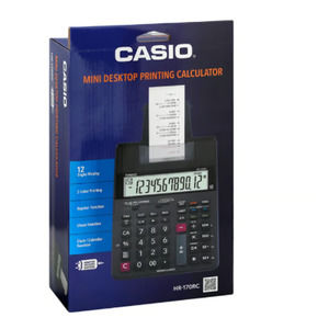 CASIO HR-170RC Plus MINI DESKTOP PRINTING CALCULATOR 2 Color Lg 12 Digit Display